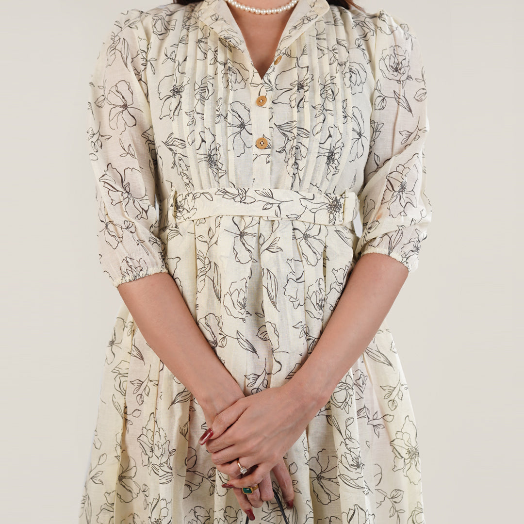 Printed Breeze Slub Net Frock
