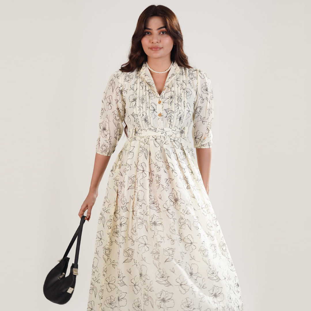 Printed Breeze Slub Net Frock
