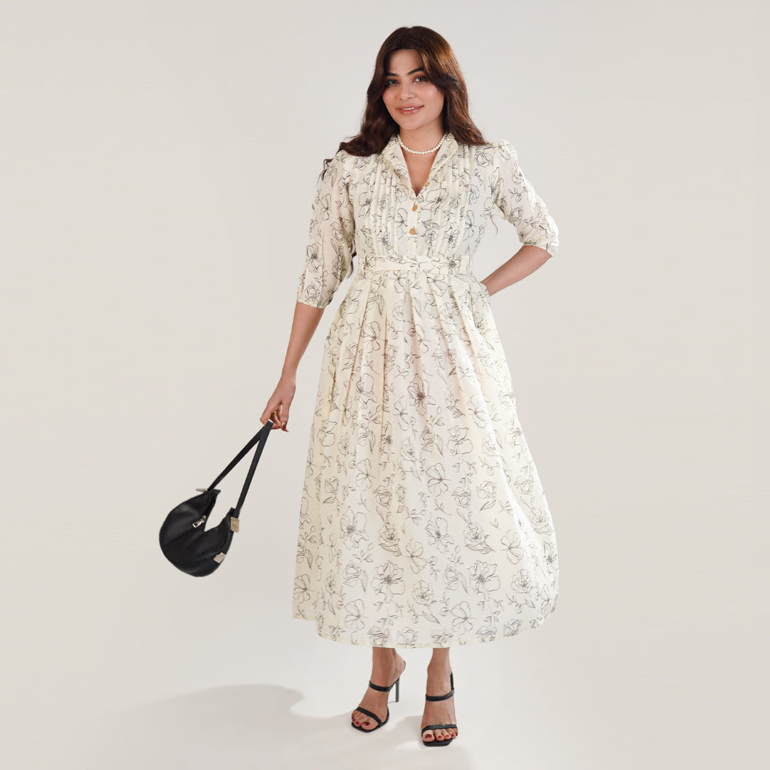 Printed Breeze Slub Net Frock