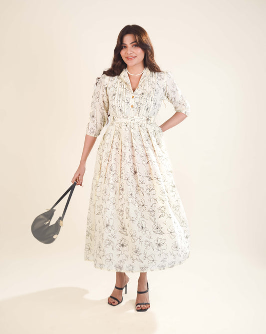 Printed Breeze Slub Net Frock