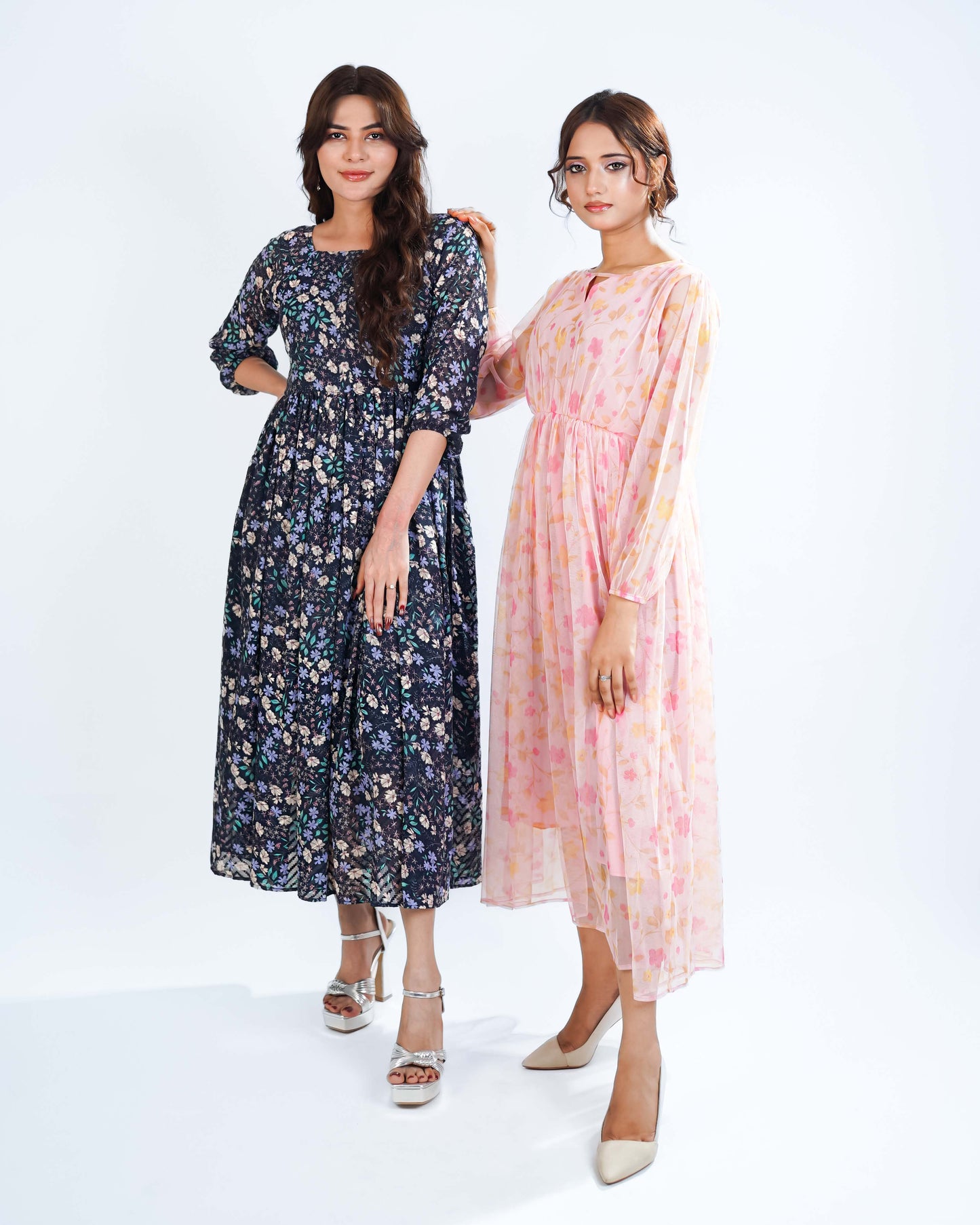 Printed Nylon Fish Net Frock