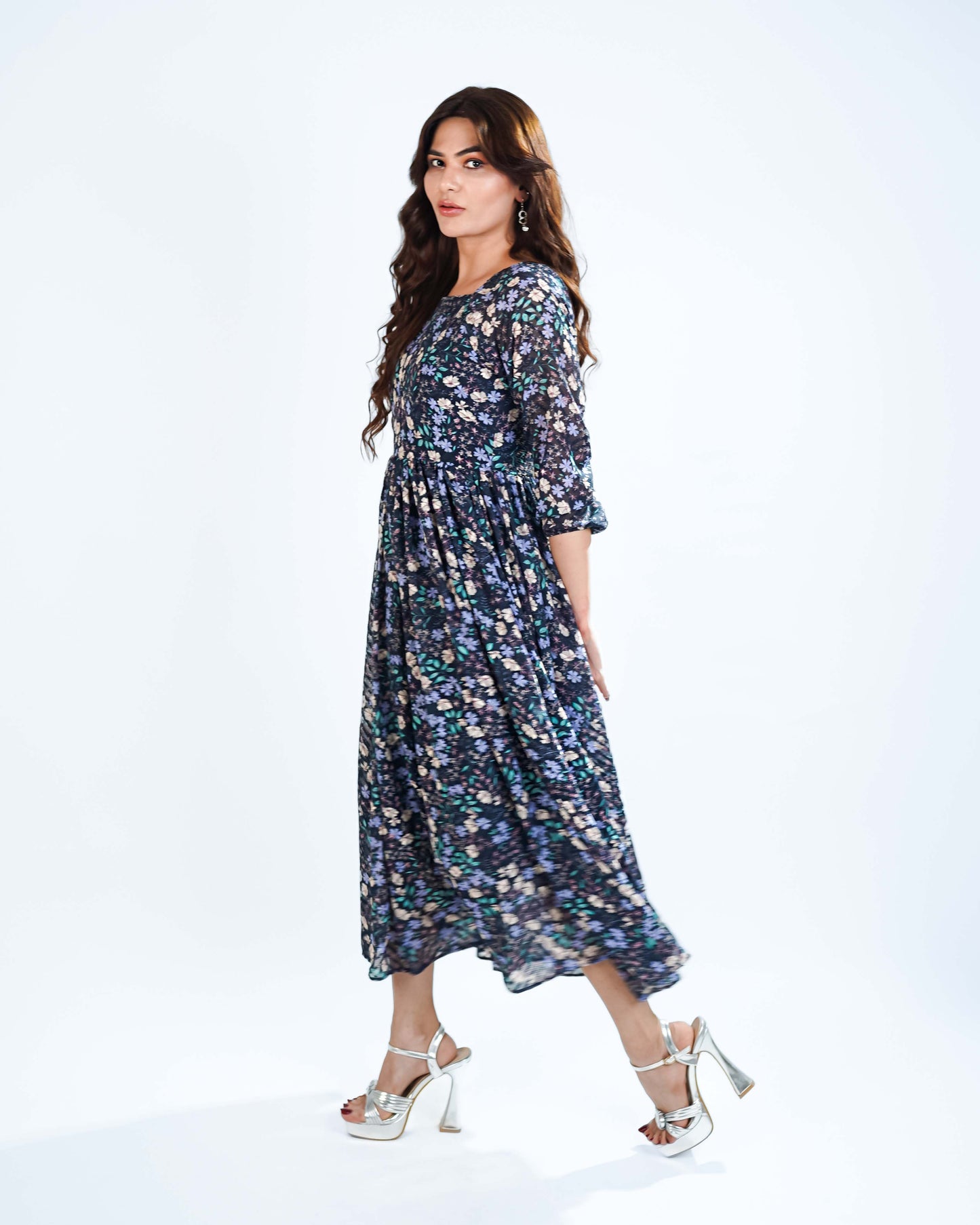 Printed Broshia Shiffon Frock