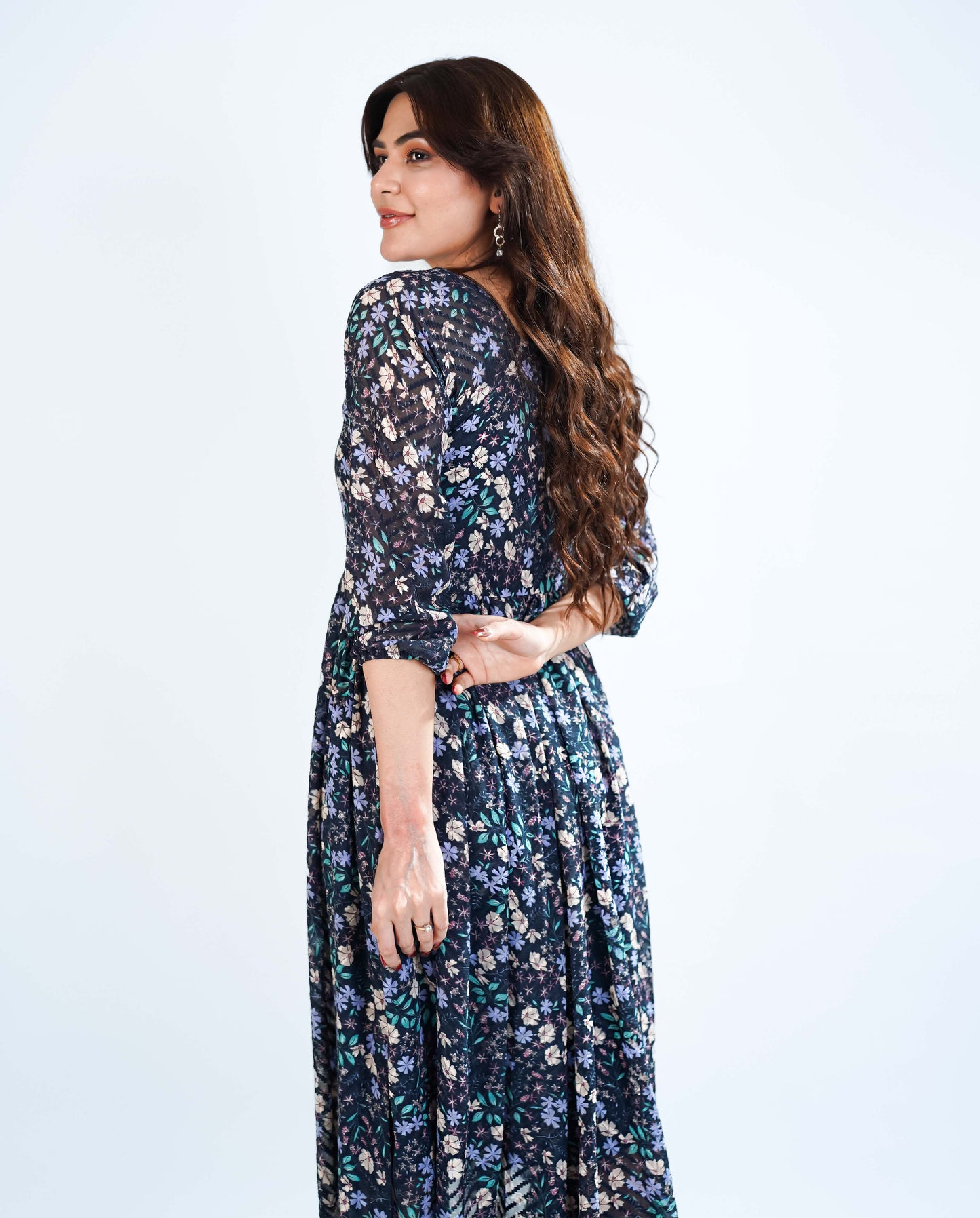 Printed Broshia Shiffon Frock