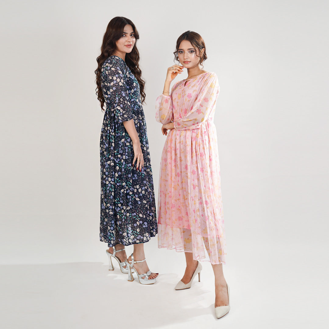 Printed Nylon Fish Net Frock