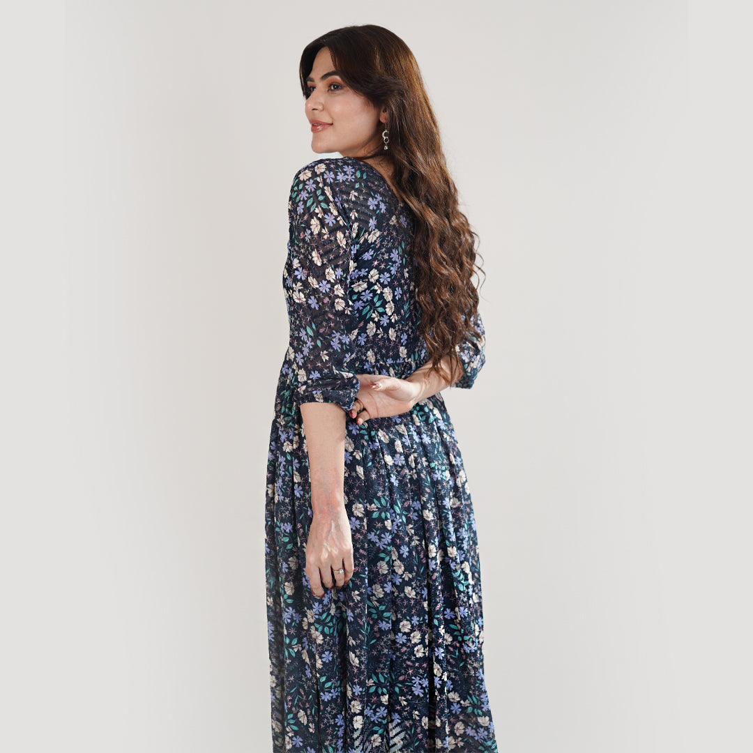 Printed Broshia Shiffon Frock