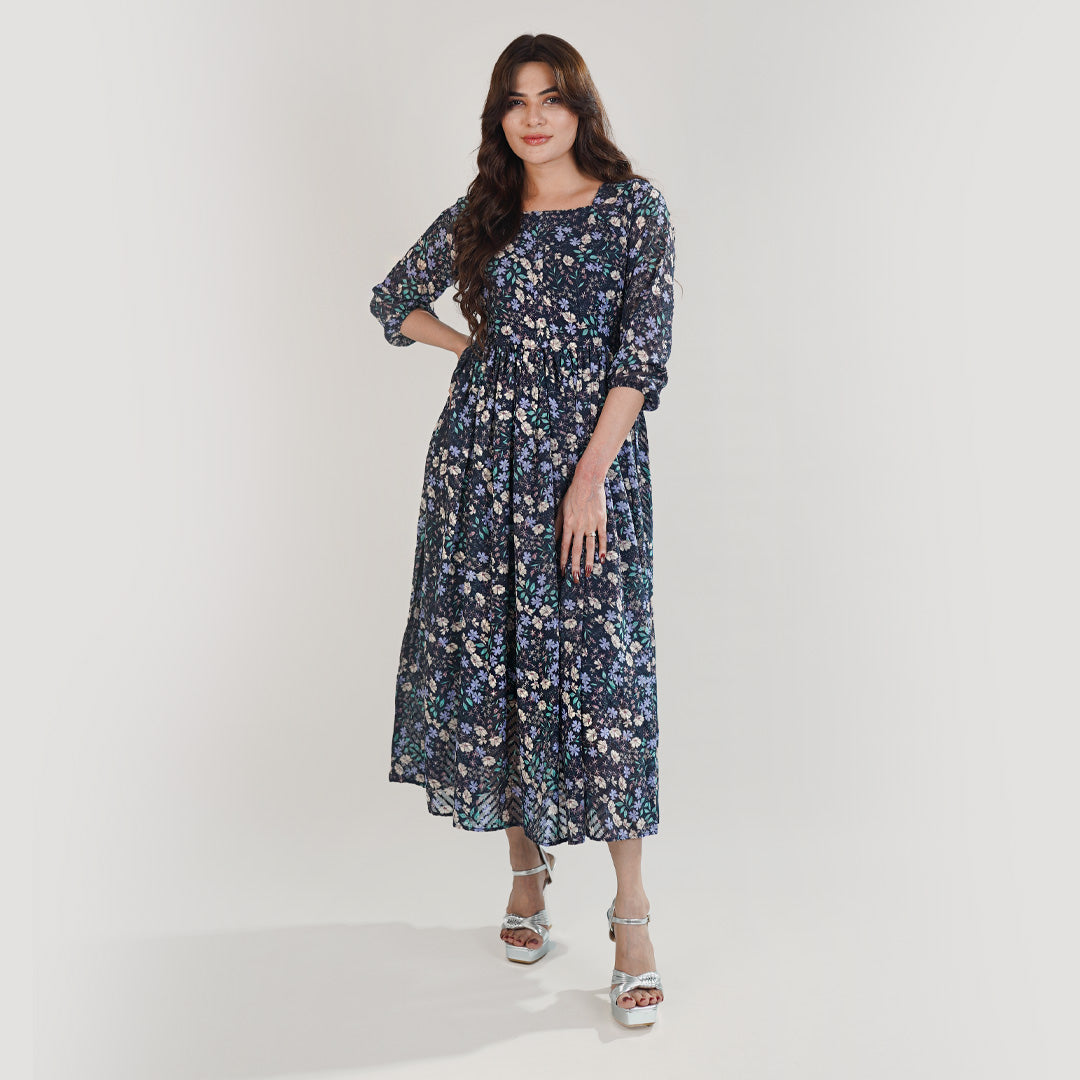 Printed Broshia Shiffon Frock