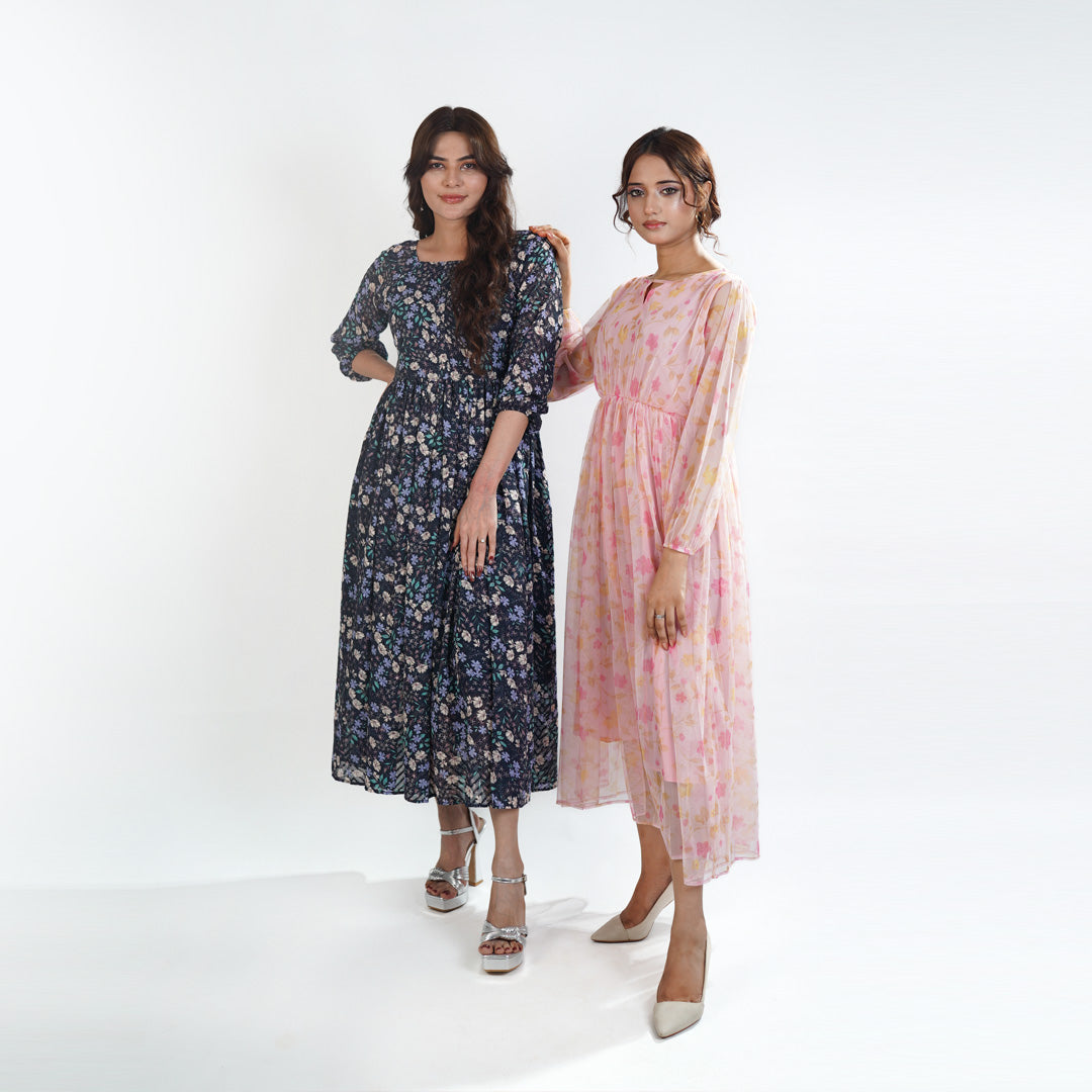 Printed Broshia Shiffon Frock