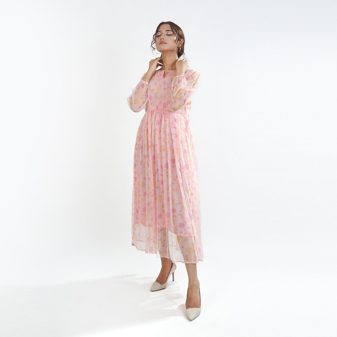 Printed Nylon Fish Net Frock