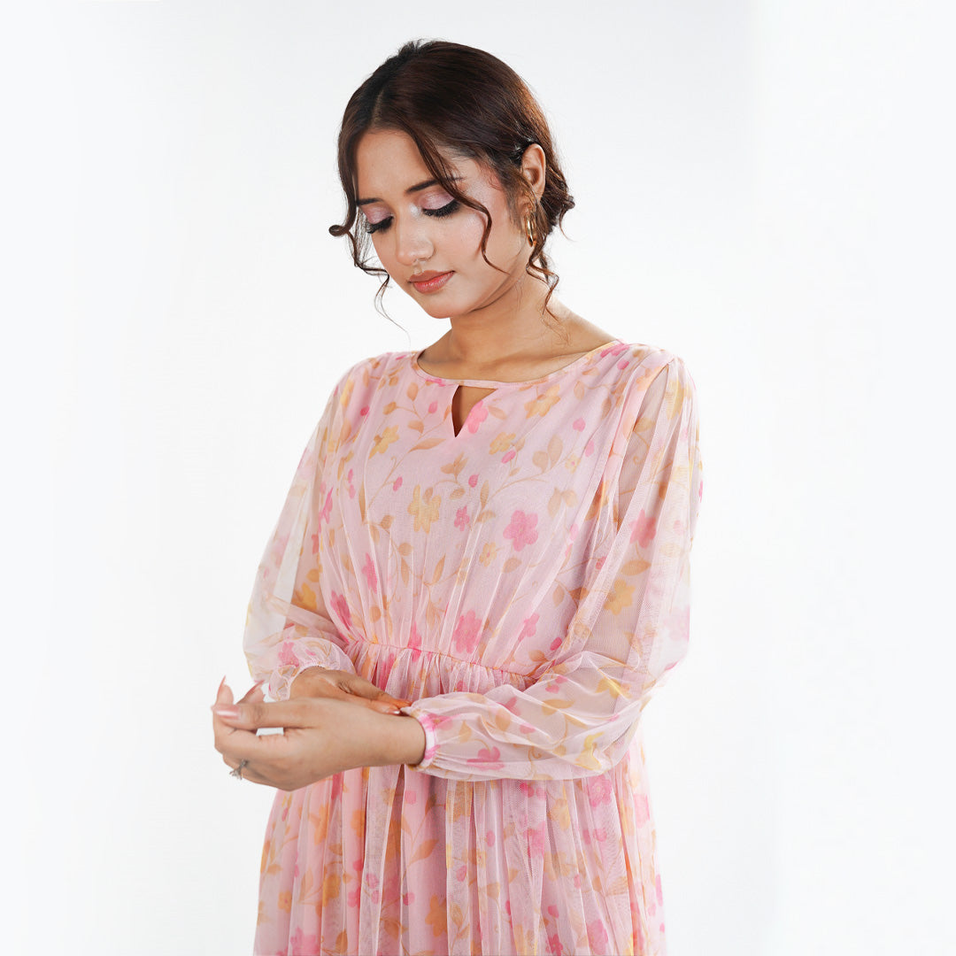 Printed Nylon Fish Net Frock