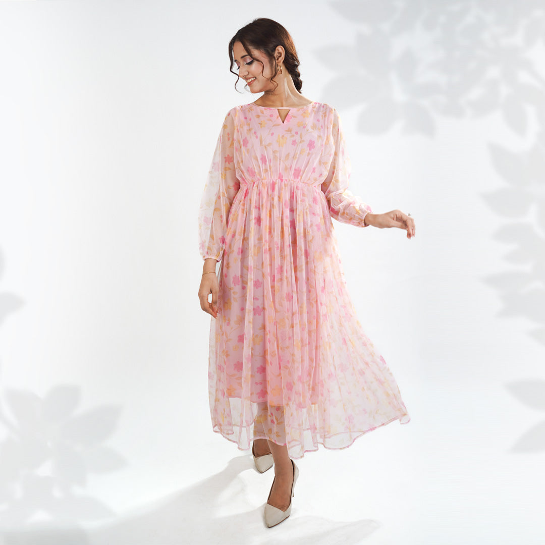 Printed Nylon Fish Net Frock