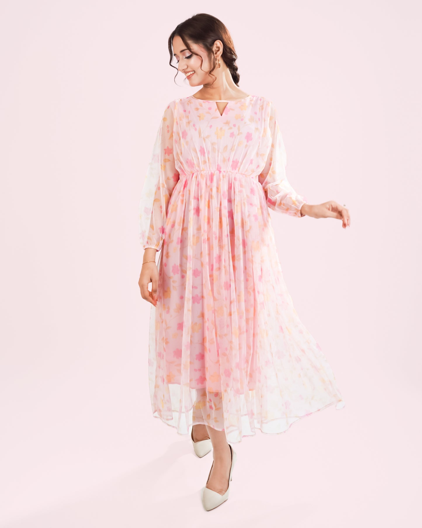 Printed Nylon Fish Net Frock