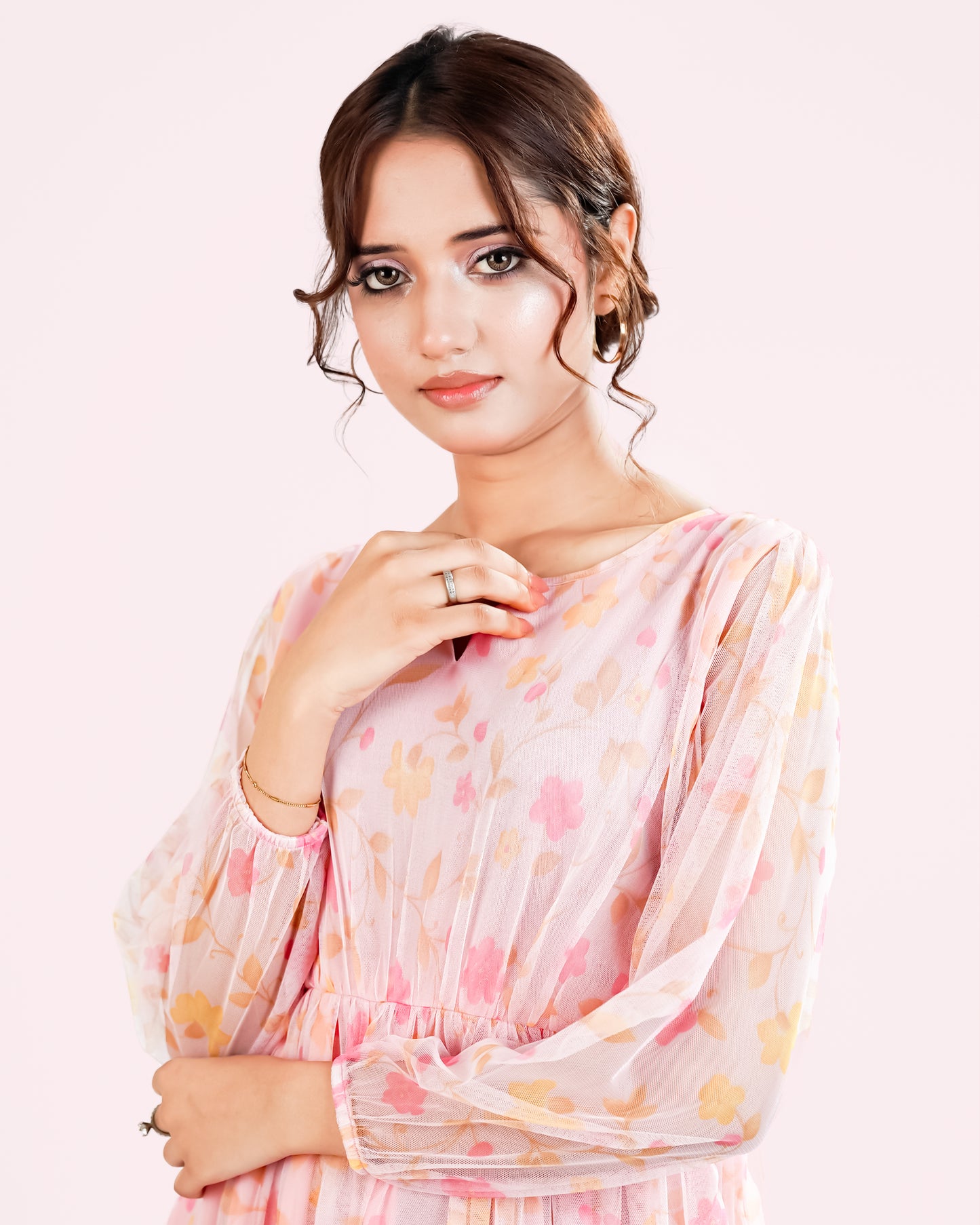 Printed Nylon Fish Net Frock