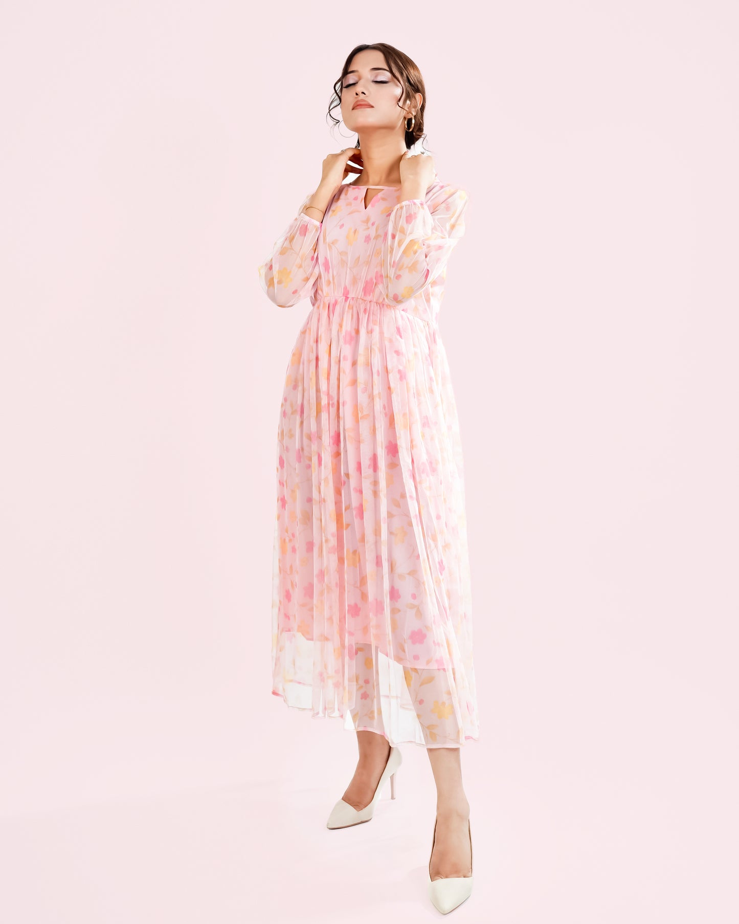 Printed Nylon Fish Net Frock