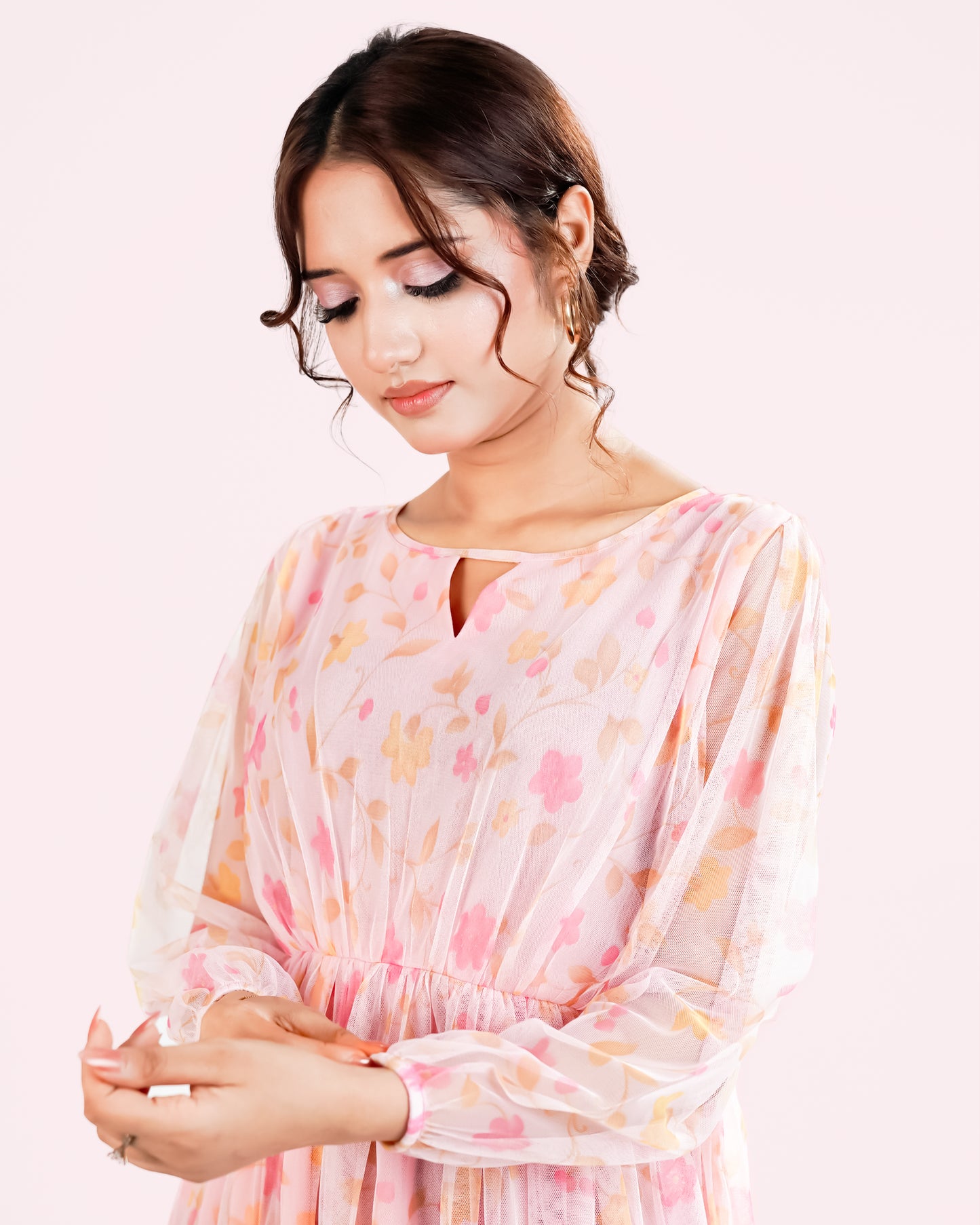 Printed Nylon Fish Net Frock
