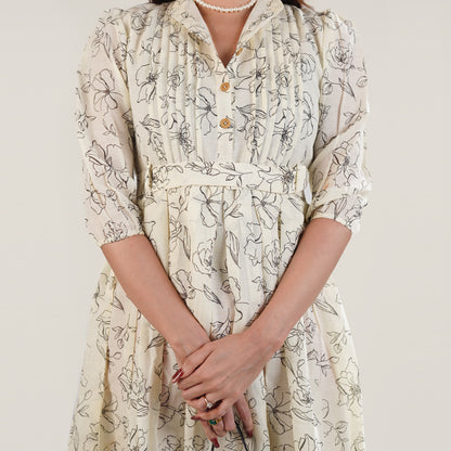 Printed Breeze Slub Net Frock