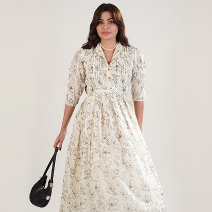 Printed Breeze Slub Net Frock