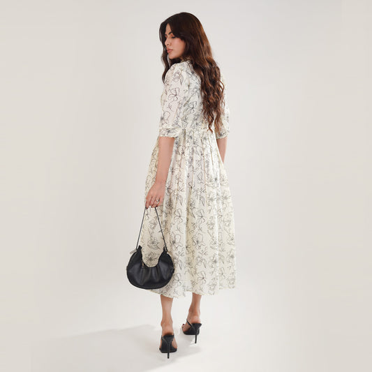Printed Breeze Slub Net Frock