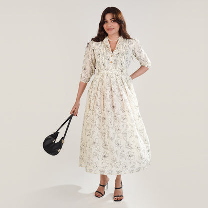 Printed Breeze Slub Net Frock