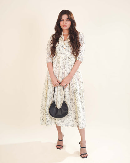 Printed Breeze Slub Net Frock