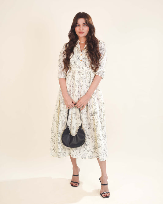 Printed Breeze Slub Net Frock