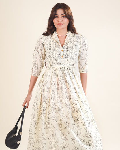 Printed Breeze Slub Net Frock