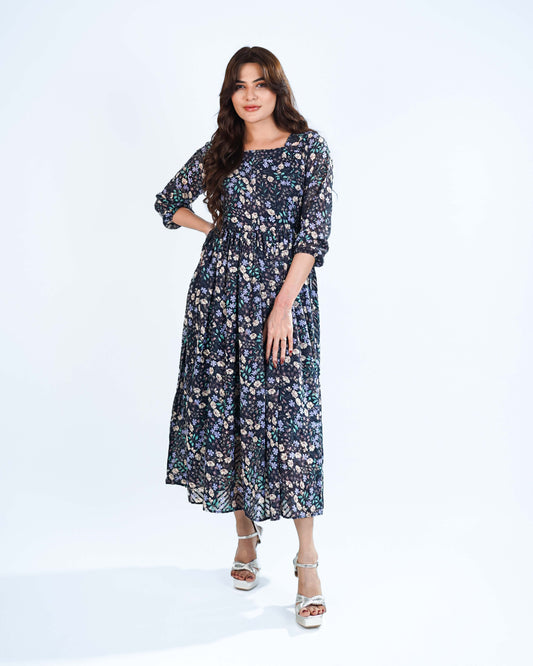 Printed Broshia Shiffon Frock