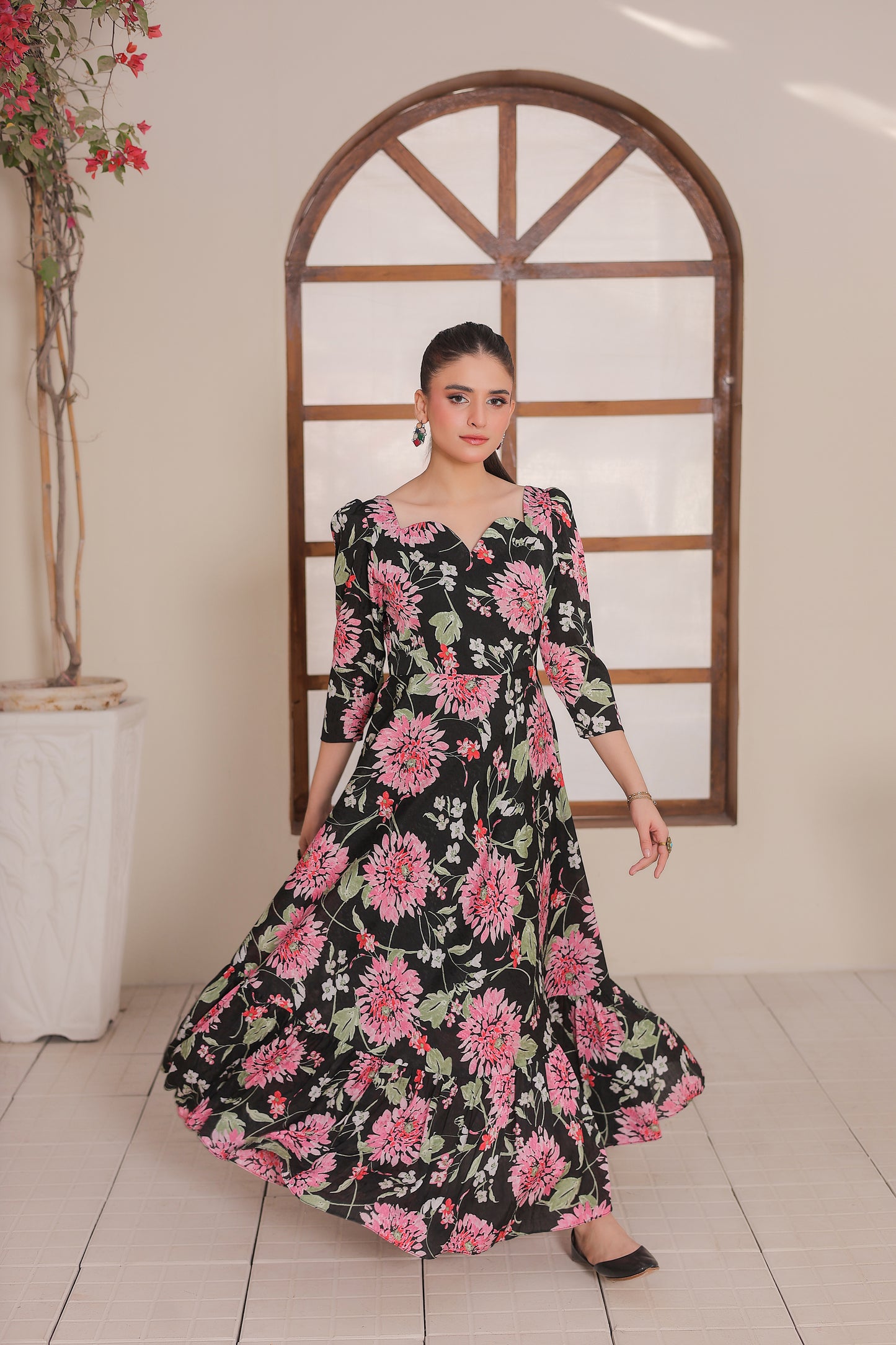 Stitched / Silhouette Floral Maxi