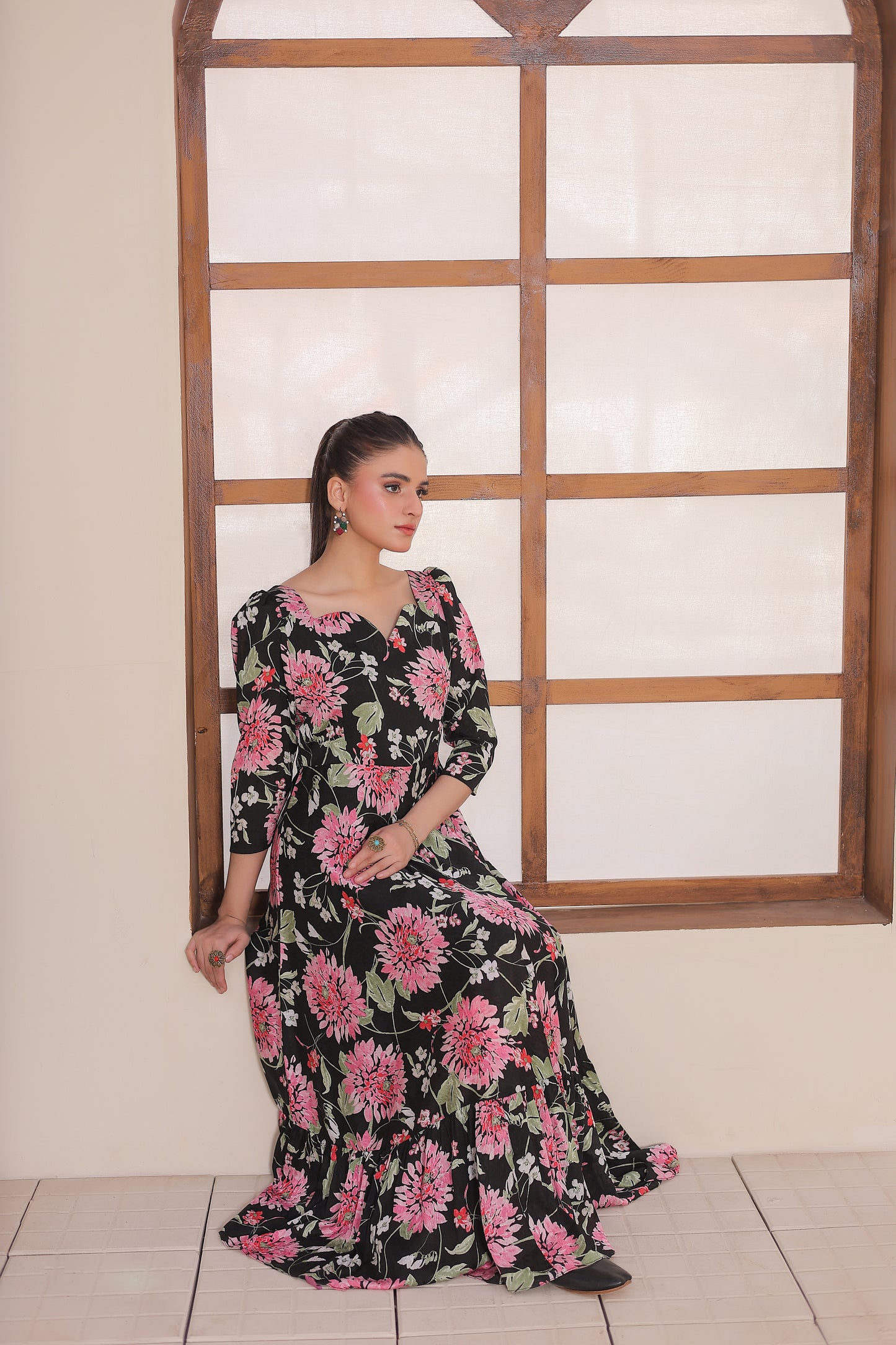 Stitched / Silhouette Floral Maxi