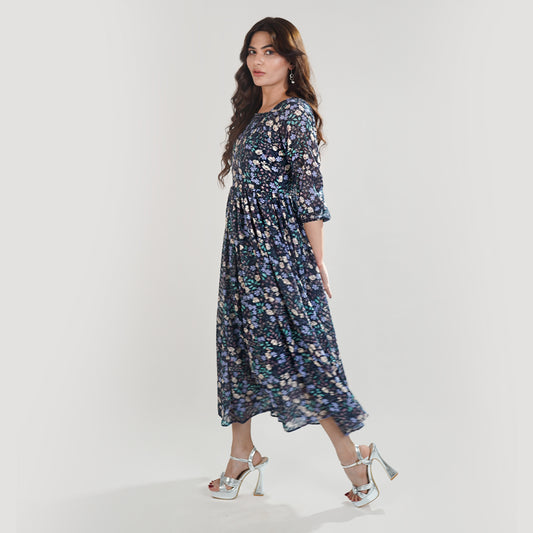 Printed Broshia Shiffon Frock