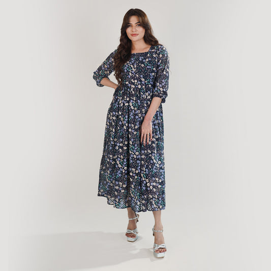 Printed Broshia Shiffon Frock