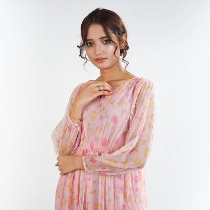 Printed Nylon Fish Net Frock