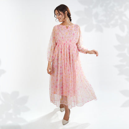 Printed Nylon Fish Net Frock