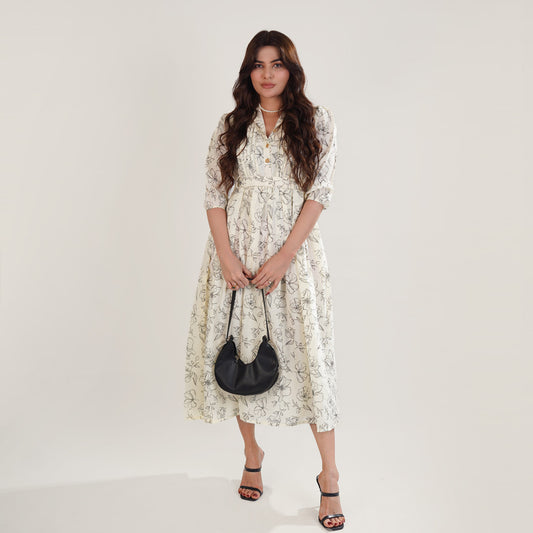 Printed Breeze Slub Net Frock