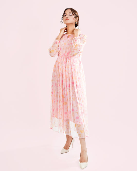Printed Nylon Fish Net Frock